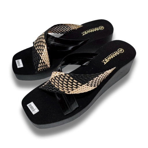 Sandal Wedges Wanita Dewasa Motif Selop Silang Model Kepang Terbaru Kren