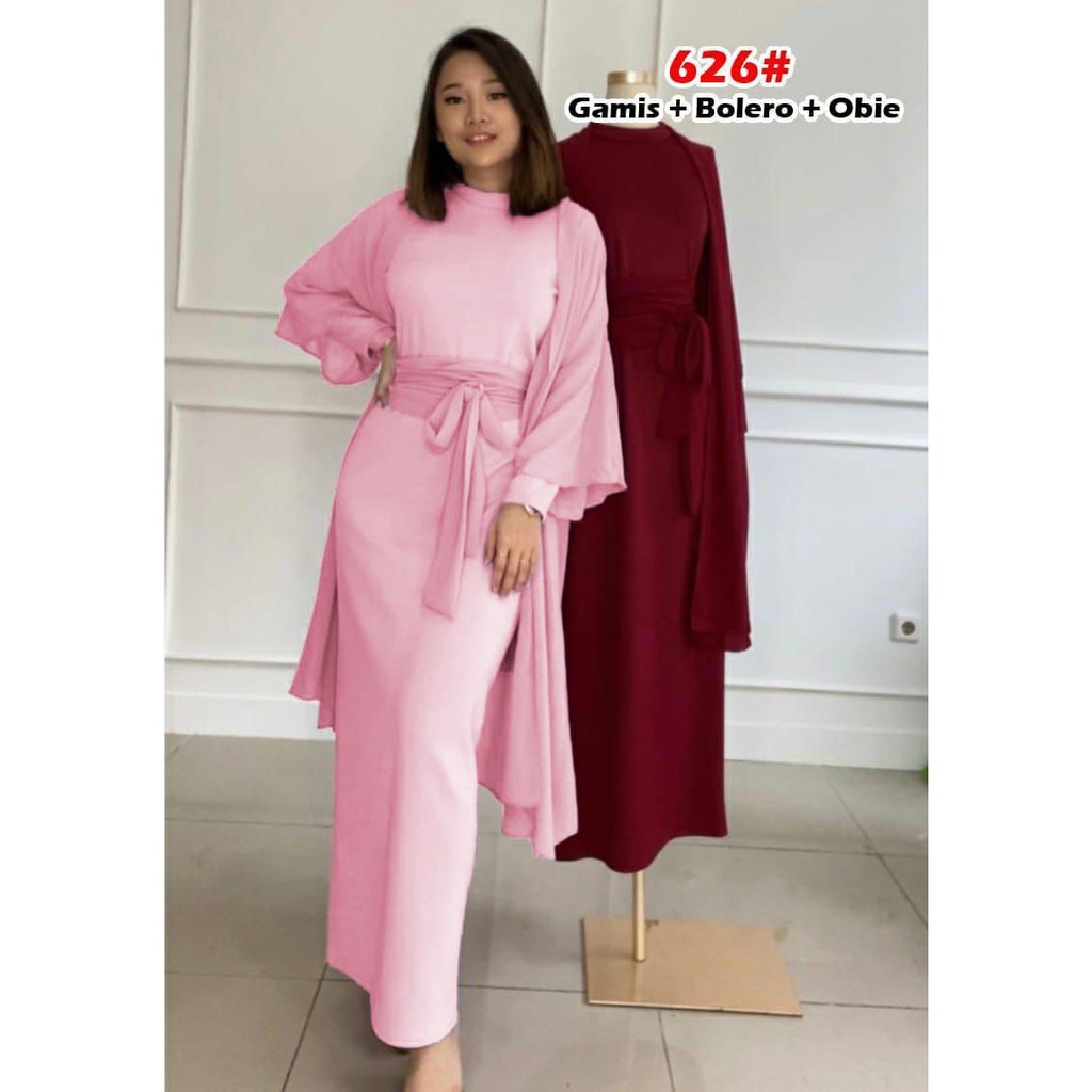 626#gamis+bolero+obie/dress muslim/dress bolero/fashion muslim wanita-pink
