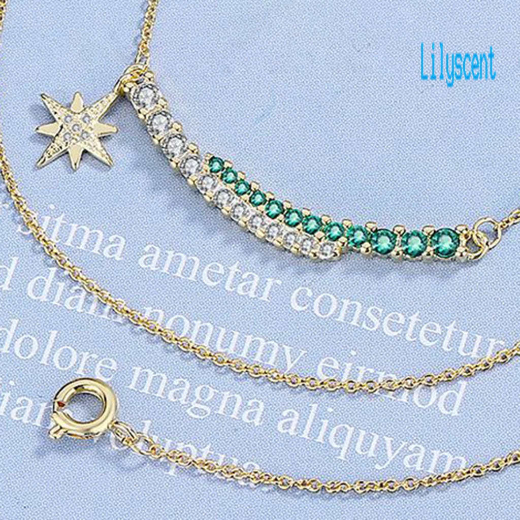 Kalung Liontin Bintang Berlian Imitasi Adjustable Untuk Wanita