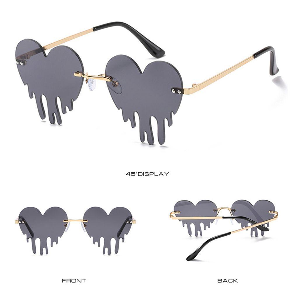 Suyo Heart Rimless Sunglasses Kacamata Unik Steampunk Lucu UV400