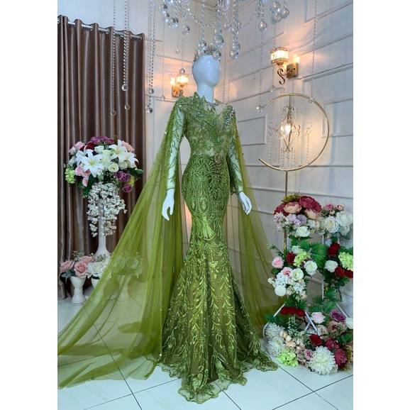 COUPLE WEDDING DRESS NEW MODEL  DUYUNG BEREKOR TERBARU KEBAYA PENGANTIN AKAD NIKAH /BAJU AKAD DRESS MUSLIM/GAUN WEDDING DRESS BEREKOR /SLIM DRESS DUYUNG PAYET JEPANG