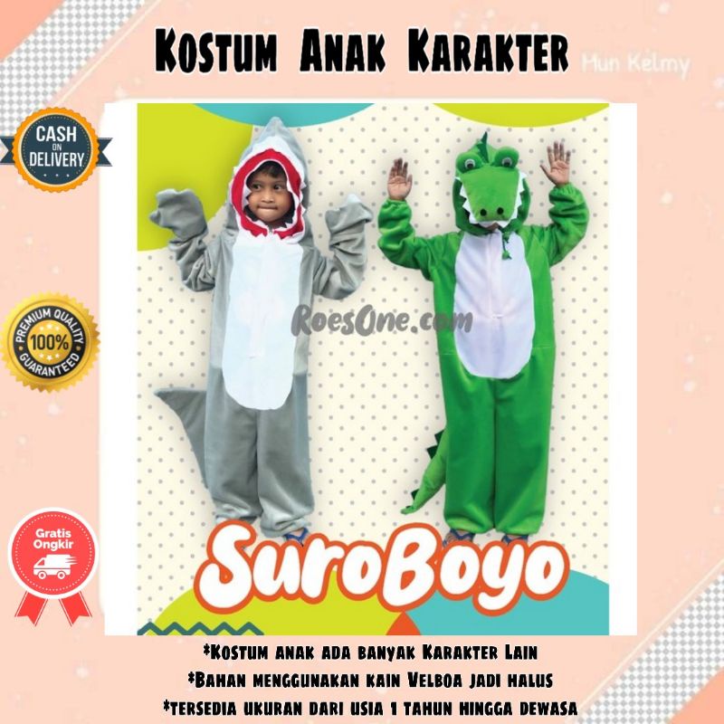 PROMO Kostum Buaya Dan Hiu Kostum Karnaval /Kostum Anak Agustusan Suroboyo /Kostum Anak Perempuan