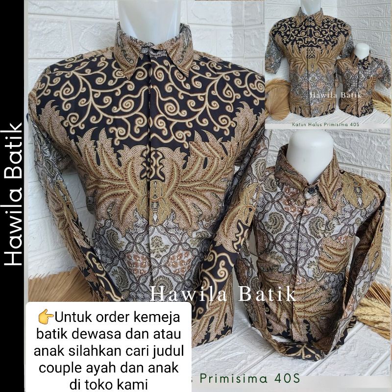 Couple Rok Lilit dan Kemeja Batik Premium Warna Gold