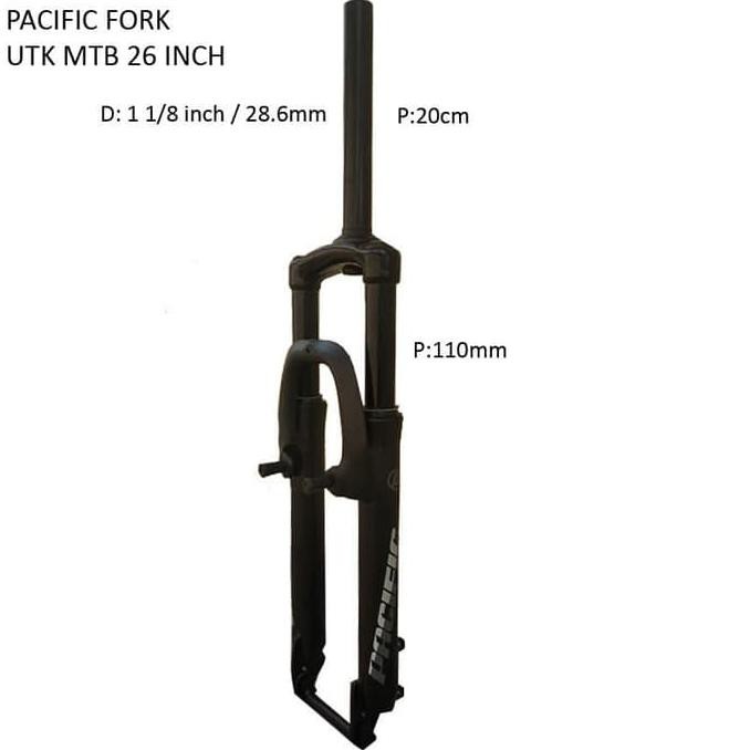 Pacific A205 Fork Suspension MTB 26 inch OS Non Lock Hitam