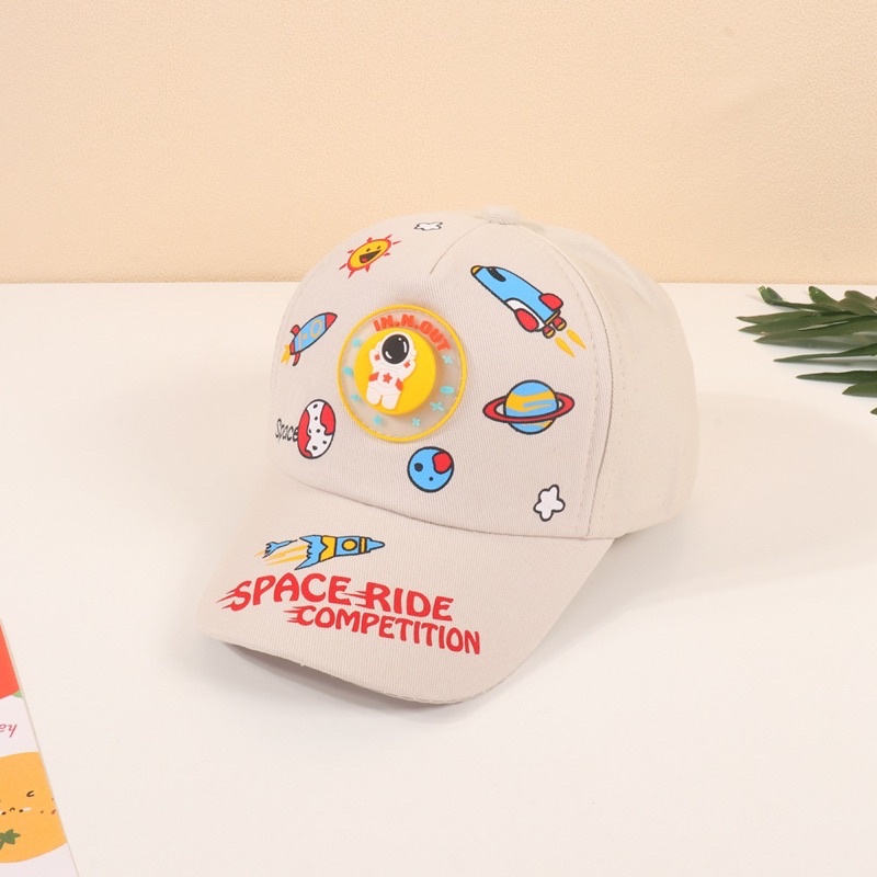 Topi Baseball Anak Balita Impor Space Ride Competition Lampu / Toddler Kid Baseball Hat-Cream