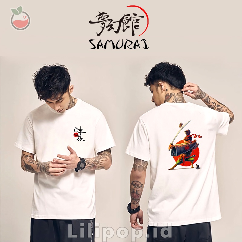 Lilipop Kaos Pria Samurai Warrior Jepang Baju Distro Basic Tshirt Kasual