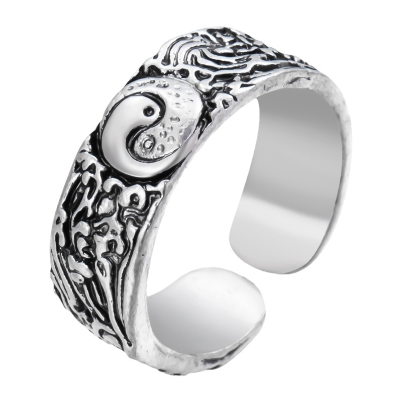 Fancyqube Cincin Model Terbuka Dapat Disesuaikan Desain Ular Kupu-Kupu Geometris Antik Gaya Retro Punk Untuk Unisex