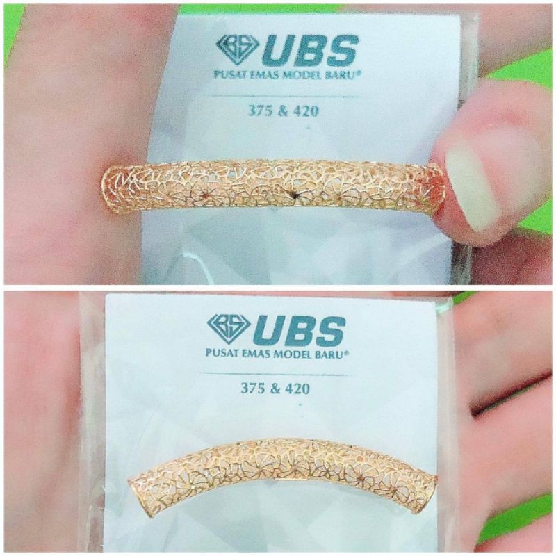 Charm gelang pipa panjang motif renda gold kadar 375 UBS
