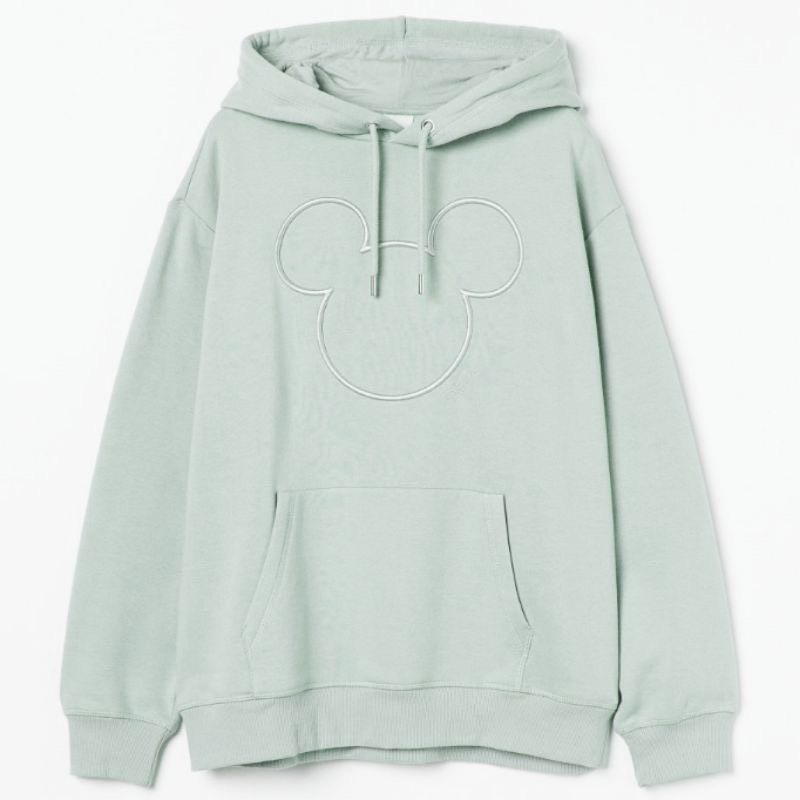 Hoodie Jaket Pria Wanita Mickey Mouse Green Mint Full Tag