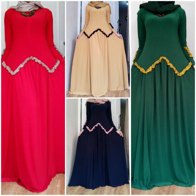 gamis jersey zahra model terbaru bahan jersey korea impor