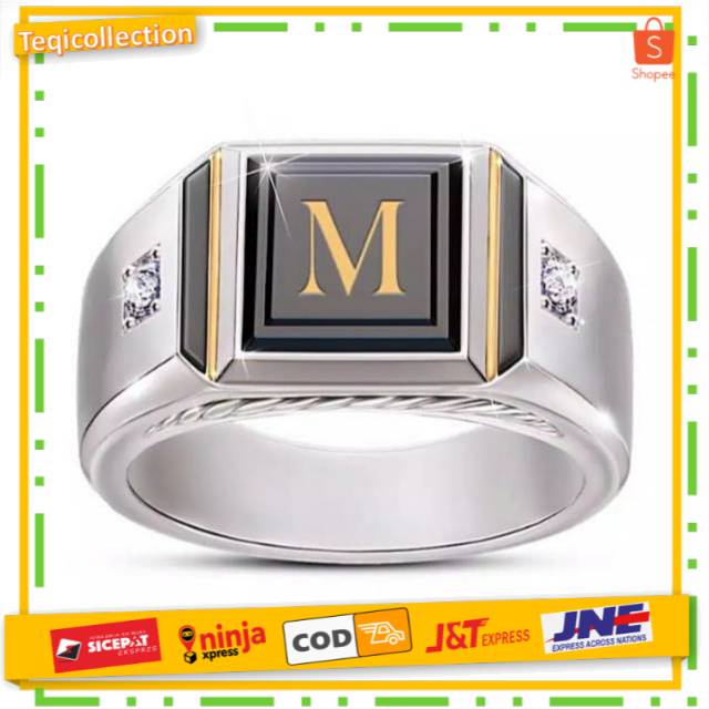 CINCIN PRIA SILVER ELEGAN | CINCIN INISIAL KARAKTER HURUF M