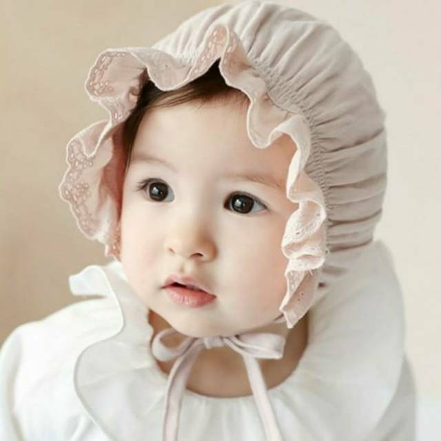 kode 201 Topi bayi kerut/topi anak/topi noni bayi/topi bonnet/topi kerut/topi bayi polos/noni bayi