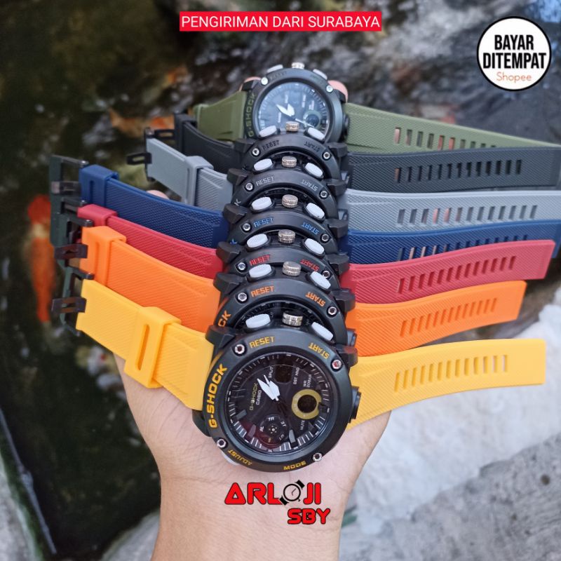 JAM TANGAN PRIA GSHOCK CASIO GA 2000 DOUBLE TIME ANALOG DIGITAL