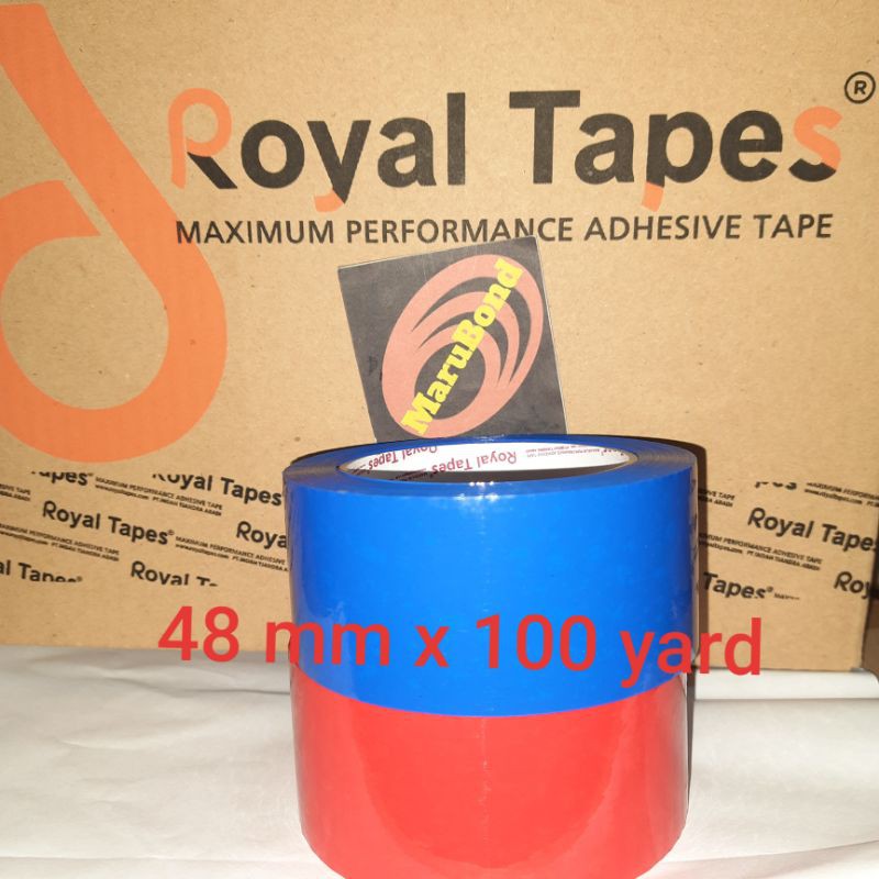 

Lakban warna Bahan PLASTIK isolasi OPP warna 2 inch (48 mm) x 100 yard (90 m) merk Royal Tapes