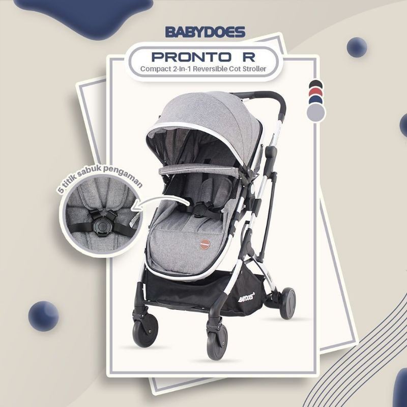 Stroller Kereta Dorong Bayi Hadap Ibu Reversible Babydoes CH TR 2222 Pronto R