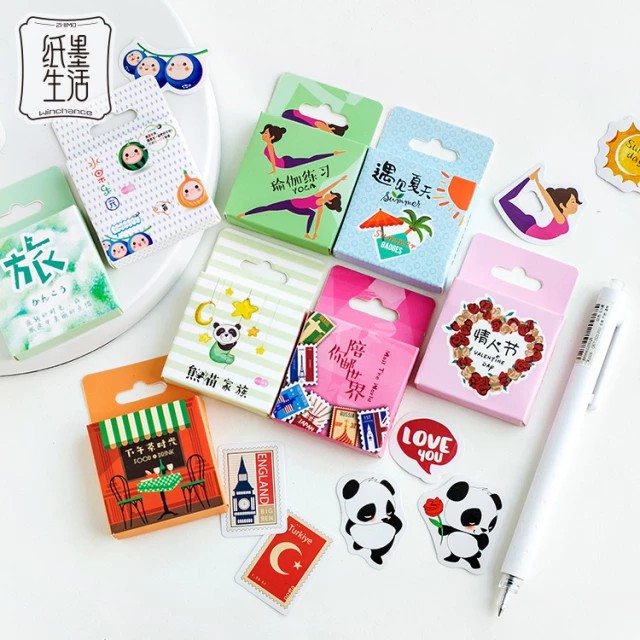 

45pcs Stiker Aesthetic Lucu Kotak Dekorasi DIY