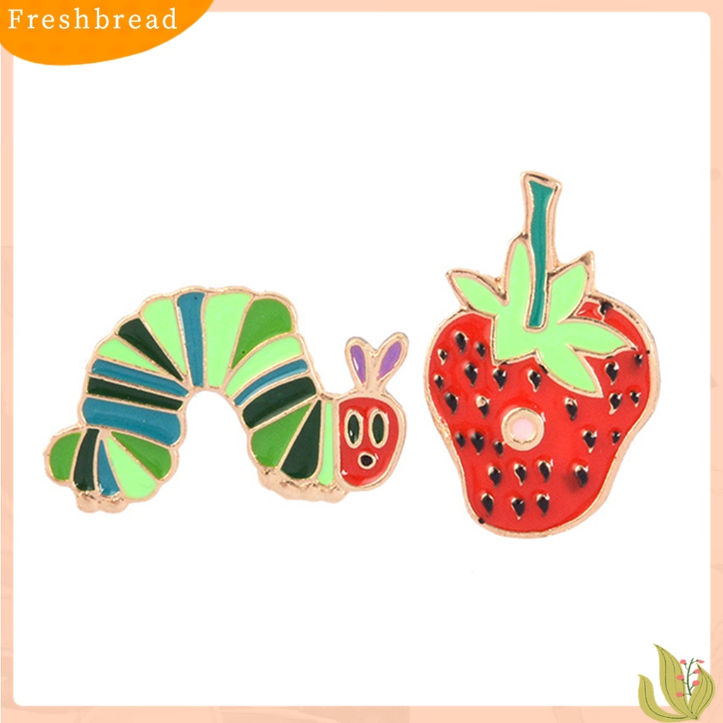 [ TERLARIS]Brooch Pin Strawberry Shape Portable Unisex Funny Enamel Brooch Pin Set for Daily Life