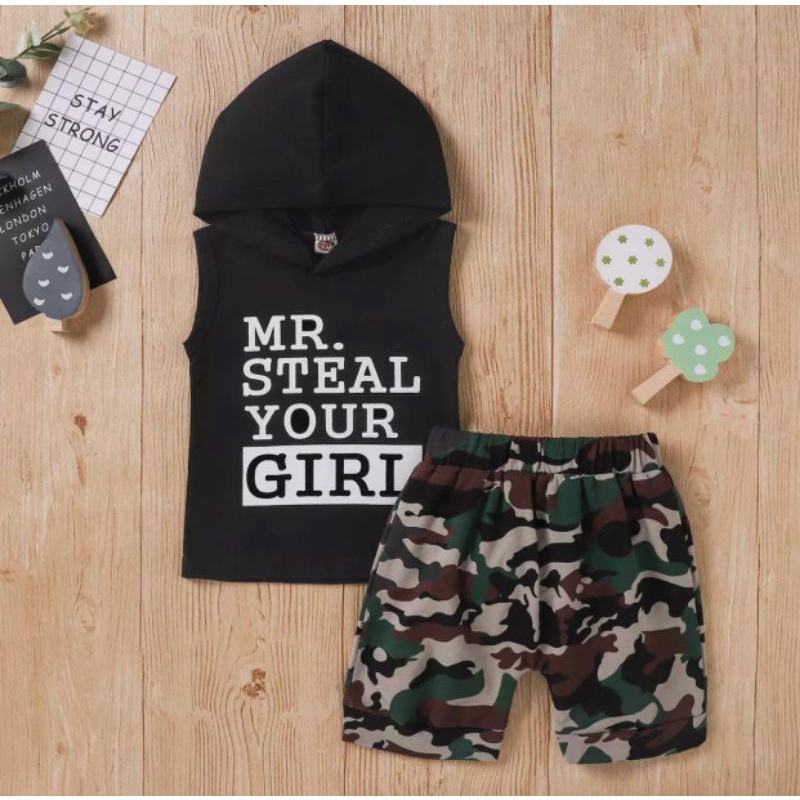 Baju setelan anak kupluk MR steal your Girl 1-5 thn baju anak kekinian baju anak laki laki baju anak prempuan bisa pilih warna harga grosir