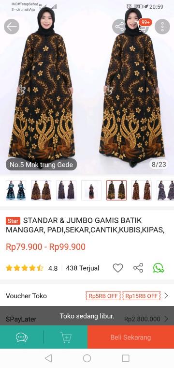 Standar & Jumbo Gamis Batik Manggar, Padi,sekar,cantik,kubis,kipas,daun,kupu,nadine,gendis