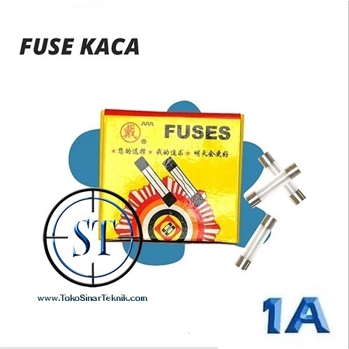 x10 Fuse Kaca 1A ukuran 6x30 mm Besar 250VAC sekring sekering glass 6*30 isi 10 Buah