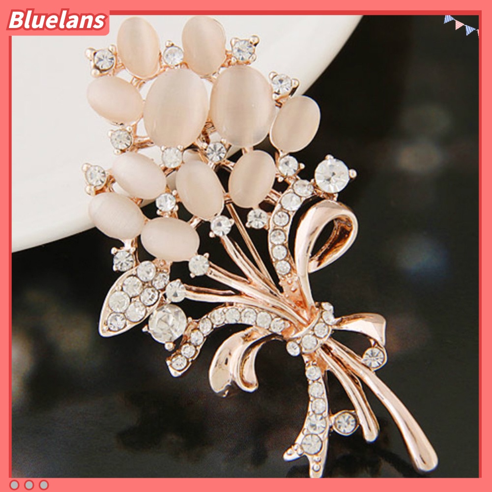 Bluelans Women Vintage Rhinestone Opal Wheat Flower Brooch Pin Dress Scarf Accessory