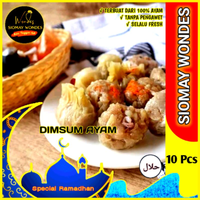 Jual DIMSUM FROZEN DIMSUM AYAM TOPING JAMUR UDANG TELOR CUMI ISI 10 PCS SIOMAY WONDES