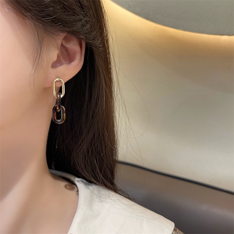 Anting Tusuk Gantung Asimetris Bahan Sterling Silver 925 Desain Geometri Gaya trendy Untuk Wanita