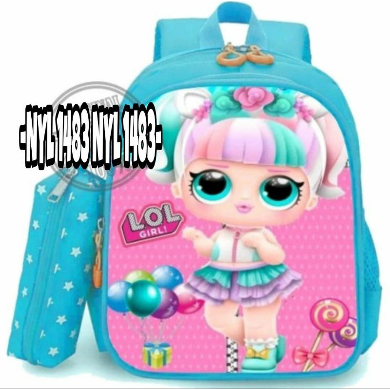 HelloKitty/LOL Ransel anak sekolah Backpack anak perempuan lucu plus gantungan T.pensil