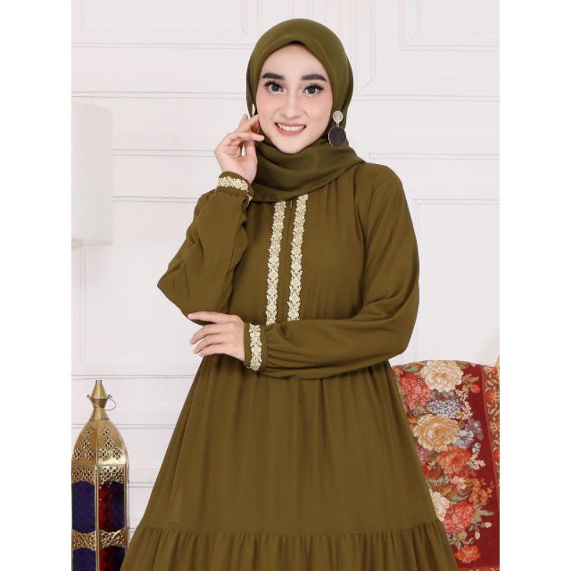 (DBY) GAMIS BESTARI RENDA MAXI DRESS BUSUI WANITA RAYON