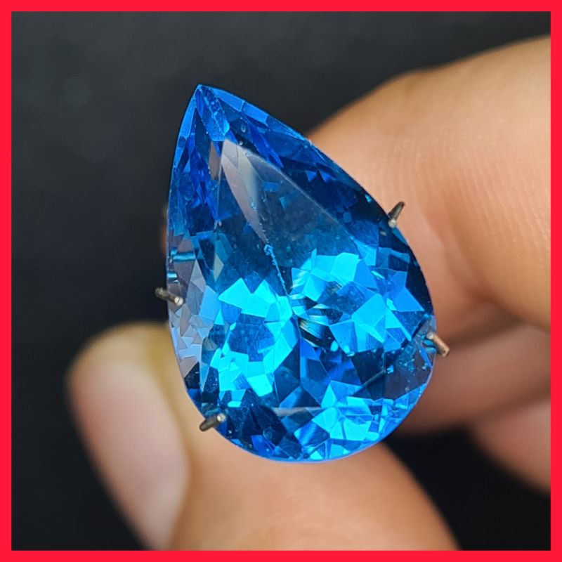 Natural Swiss Blue Topaz 16.96ct Batu Topas Biru GRI TP321