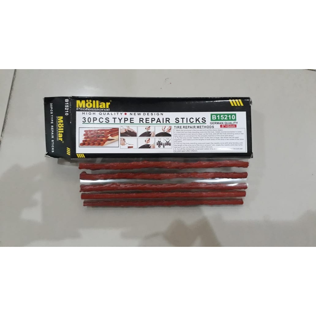 Refill Ulang Isi Karet Tambal Lem Cacing Ban Tubles Tubeless - 200mm x 6mm (1lembar@5pcs)