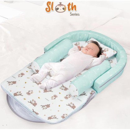 [2 kg] Omiland Kasur Bayi Lipat Bumper + Kelambu Sloth Series - OB21151-2