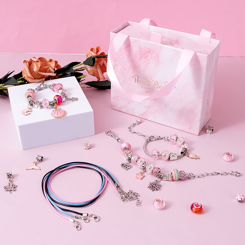 Set Aksesoris Membuat Perhiasan Gelang / Kalung / Liontin Manik-Manik DIY Untuk Anak Perempuan