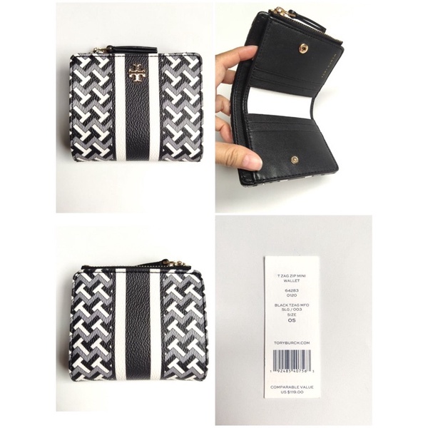 Dompet Tory Burch TB T Zag Zip Mini Wallet Black