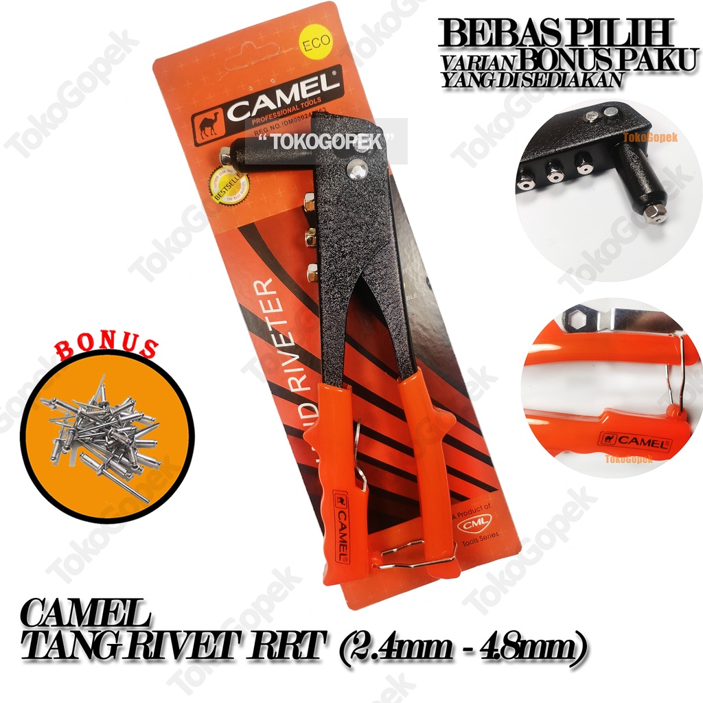 CAMEL HAND RIVETER - TANG RIVET CAMEL 2.4 - 4.8mm - Bonus Paku Rivet