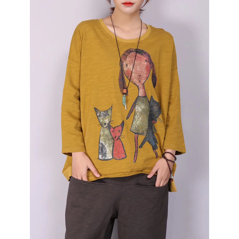 Kaos T Shirt Casual Wanita Lengan Panjang dengan Gambar Kaos T Shirt Casual Wanita Lengan Panjang dengan Gambar