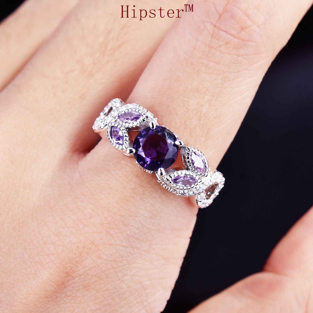 New Inlaid Amethyst Ring for Women