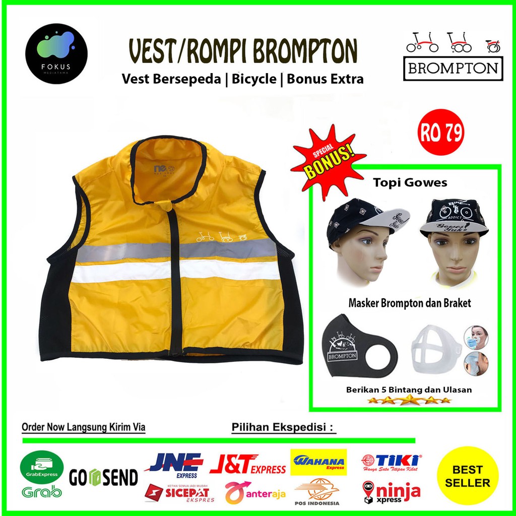 Rompi Sepeda Vest Brompton Olahraga Windbreaker Setengah Badan (Kuning)