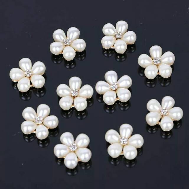 Bunga PEARL ALLOY isi 1pcs 25mm Bahan decocase Blink bling Pita Souvenir