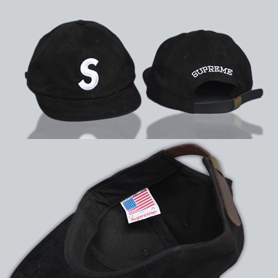 Topi Polo Cap Supreme Logo S Black Strapback High Quality