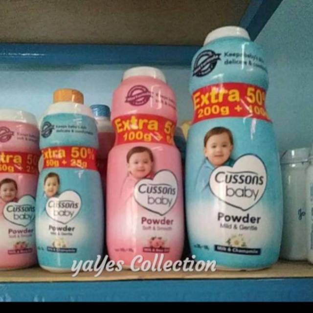 Cussons baby powder 300g = 200g + 100g extra soft fresh pink biru ungu kuning bedak serbuk tabur bayi