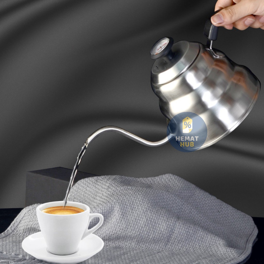 Teko Leher Angsa Termometer Ceret Kopi Stainless Steel Gooseneck Kettle Thermometer V60 Pour Over