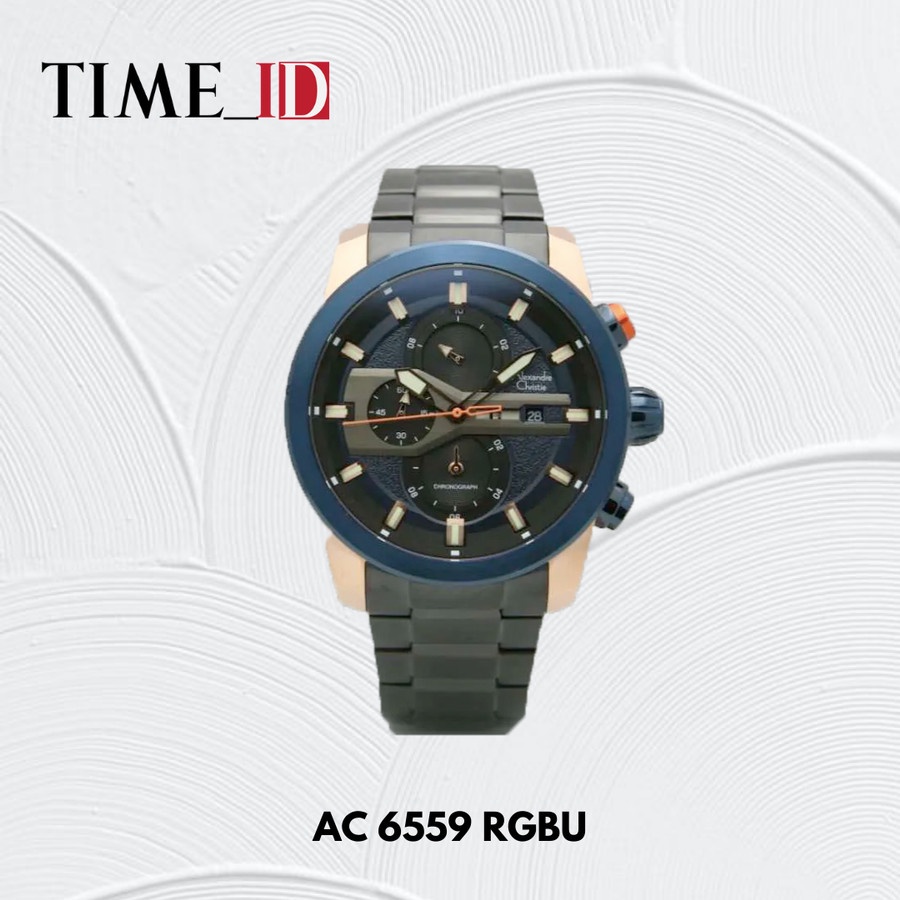 Jam Tangan Alexandre Christie AC 6559 ROSEGOLD BLUE PRIA