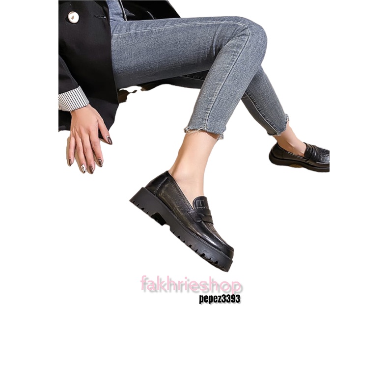 fakhrieshop- Sepatu Wanita Loafer /  CROCO Glosy Dof CLRY Premium B2113