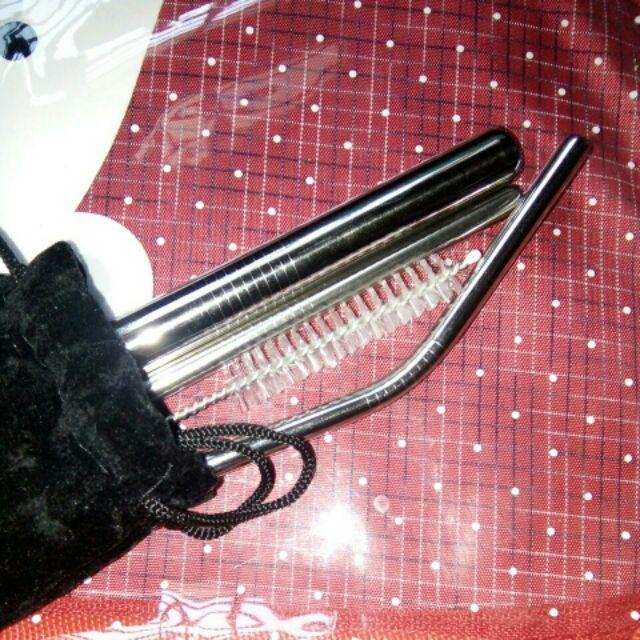 1 Set 5 Pcs Premium Reusable Stainless Drinking Straw Straws Sedotan Murah Anti Karat