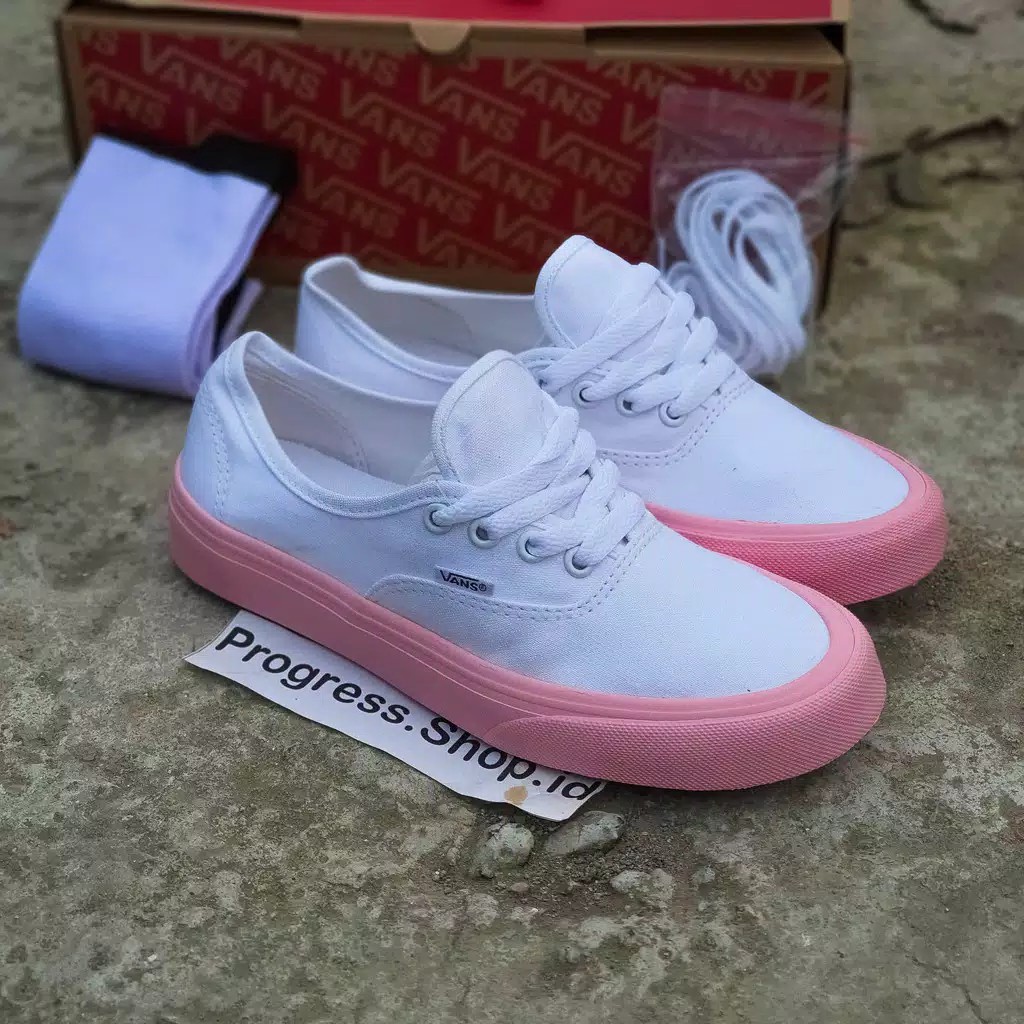 vans authentic white pink