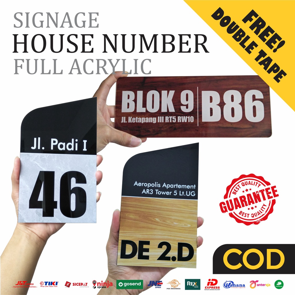 PAPAN NOMOR RUMAH AKRILIK TEMPEL NO ALAMAT RUMAH AKRILIK TEMPEL CUSTOM
