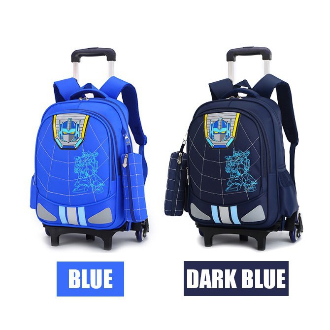 (RK)Tas Troli Anak SD Anak Laki Laki Transformer 2in1 6 Roda Bongkar Pasang 3 Roda