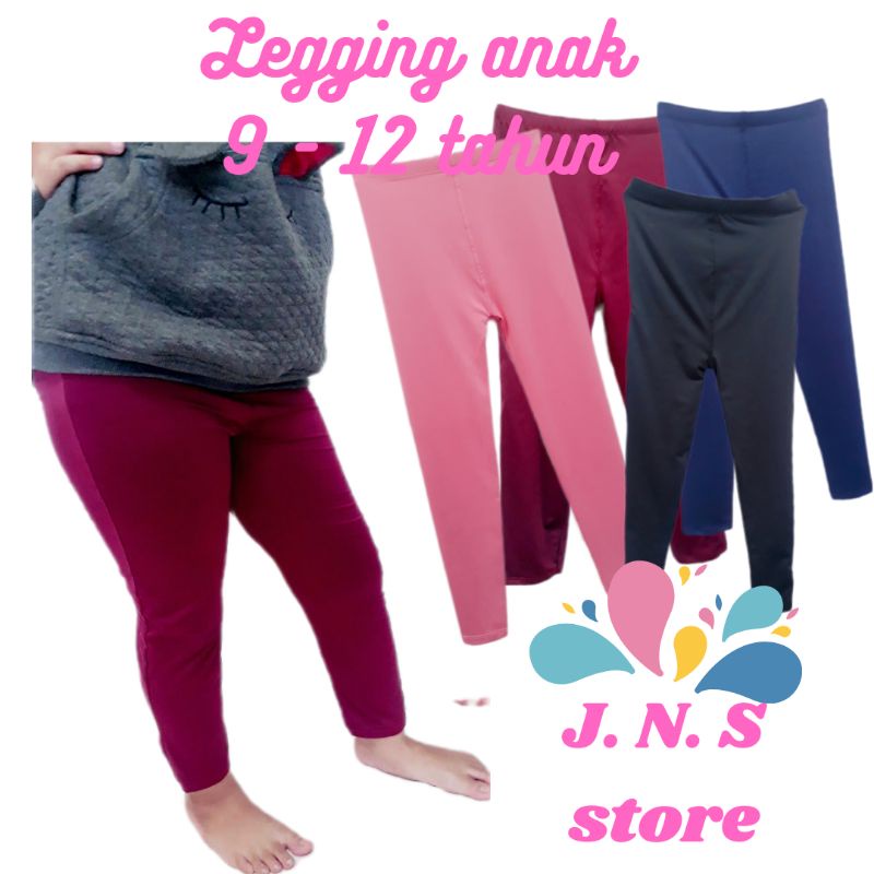 Celana Legging Panjang polos anak 9 - 12 tahun bahan  Spandek Premium / celana  panjang