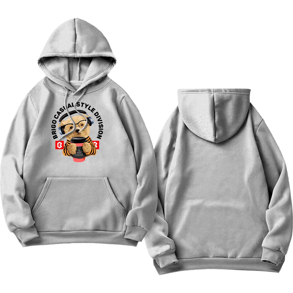 Sweater Hoodie BRIGO Sablon DTF Fleece Cotton || BRIGO Jumper Hoodie Beruang Hot Coffe M-XXL (Pria &amp; Wanita) Free stiker&amp;Gantungan Kunci